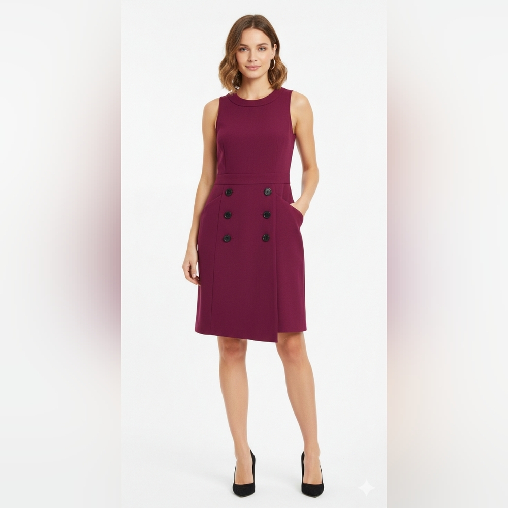 Banana Republic Burgundy Sleeveless Dress With Pockets 0P